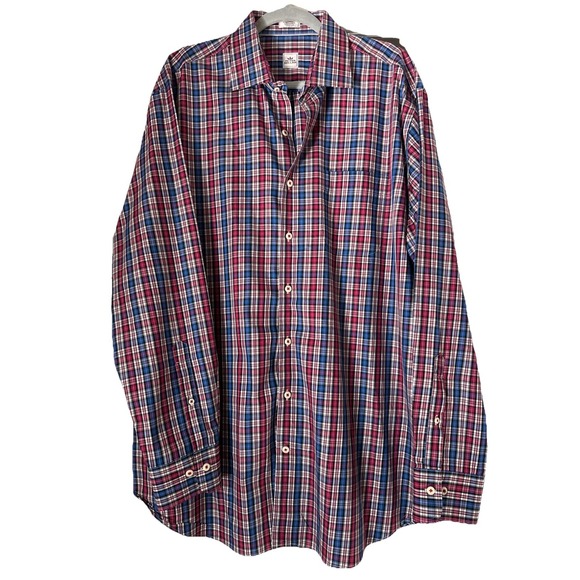 Peter Millar Shirt Mens XL  Blue Plaid 100% Cotton Long Sleeve Button Down - Picture 2 of 13